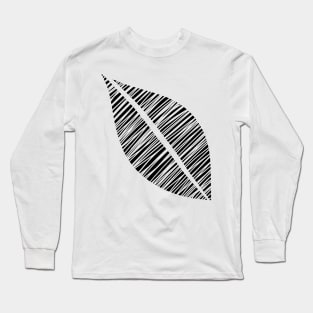 Black Leaf Minimal Modern Botanical Pattern Long Sleeve T-Shirt